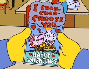 a valentine with a smiling saying 'i choo-choo-choose you.'